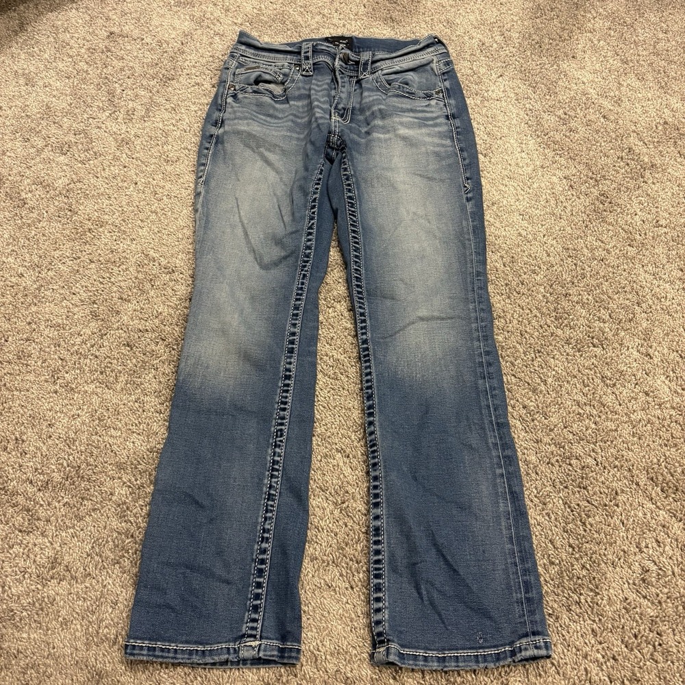 Buckle Black Jeans Mens 30x30 Blue Bootcut Fit No.3 Distressed Stretch Denim